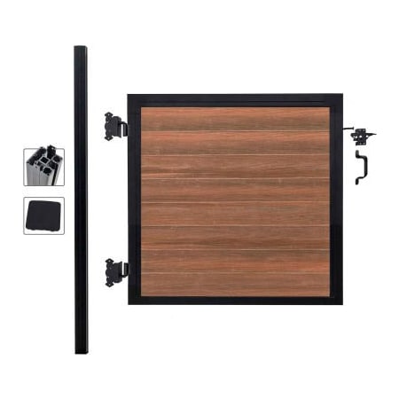 Jewett Cameron Companies Full Composite 4'W x 4'H King Cedar Aluminum/CompositeAdjustable Single Gate Kit-IN GROUND ONLY EF UT1214